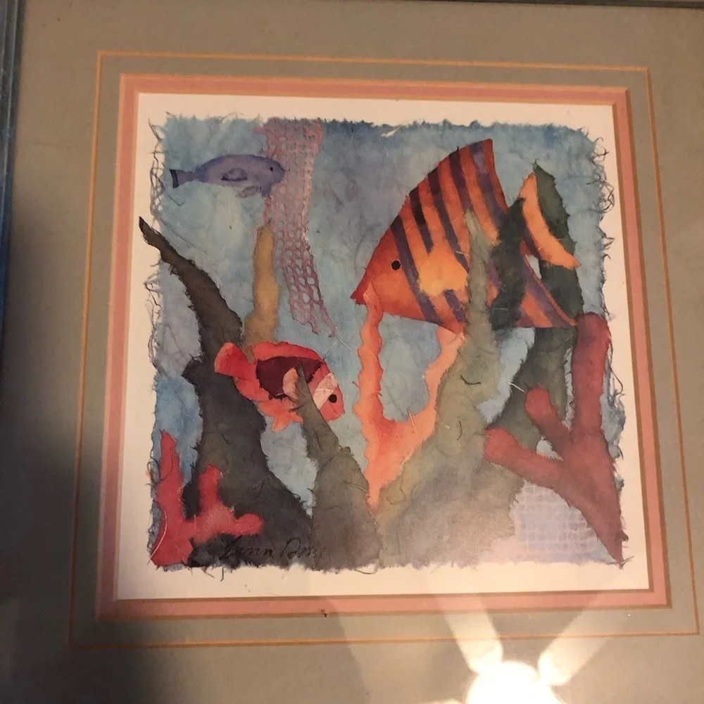 Vintage Nautical Wall Art Set | Original Linn Done Aquatic Prints Framed Coastal